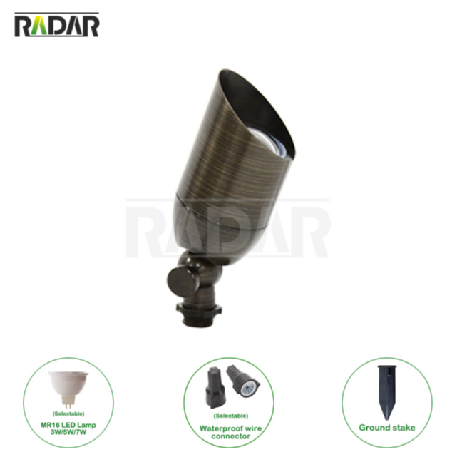 RAL-8101S-BBR hot selling cast brass outdoor landscape lighting spot light for MR16 bulb